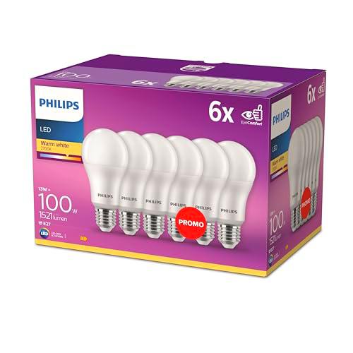 Philips LED Classic E27 paquete de 6 bombillas (100 W)