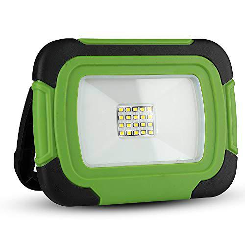 Faro LED chip Samsung 10 W recargable con Sos Flash Color Negro y Verde 6400 K IP44