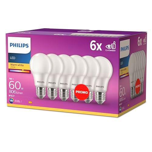 Philips LED Classic E27 paquete de 6 bombillas (60 W)
