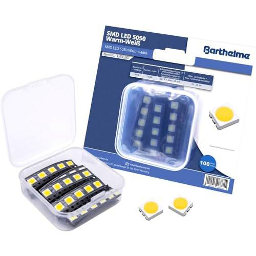 Barthelme Set de LED SMD 5050 blanco cálido 7000 mcd 120º 60 mA 3 V 100 unidades Bulk
