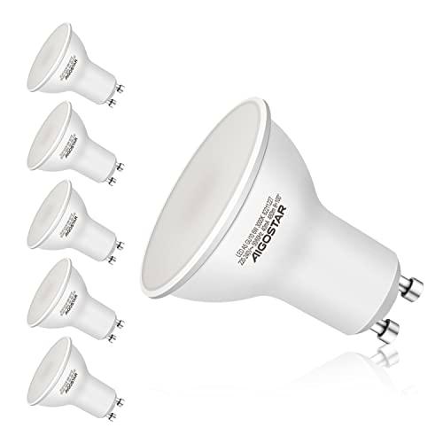 Aigostar Pack de 5 Bombillas LED GU10 6W, luz calida 3000K