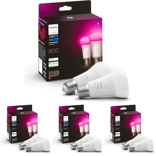 Philips Hue - Bombilla LED Inteligente, A60 E27, Luz Blanca y de Colores, 6.5W (Eq