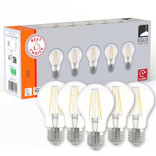 Eglo set de 5 lámparas LED de filamento E27, bombilla Edison transparente