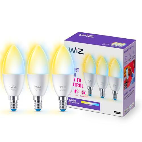 WiZ Lámpara LED inteligente E14 en pack de 3-40 W, con pantallas blancas