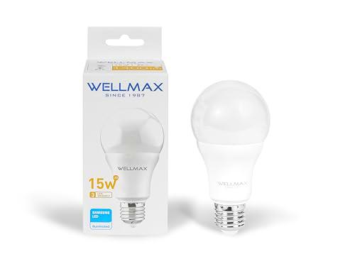 WELLMAX Lámpara LED Globo A65 E27 15W 93,3lm/W 1400lm blanco cálido 3000K