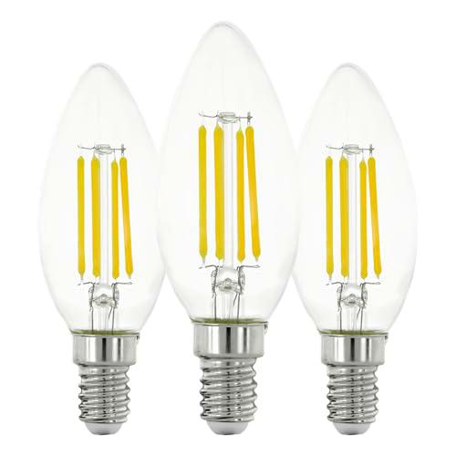 Eglo juego de 3 lámparas LED de filamento E14, bombilla Edison transparente