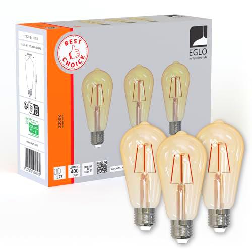 Eglo set de 3 bombillas LED de filamento E27, bombilla Edison vintage ámbar