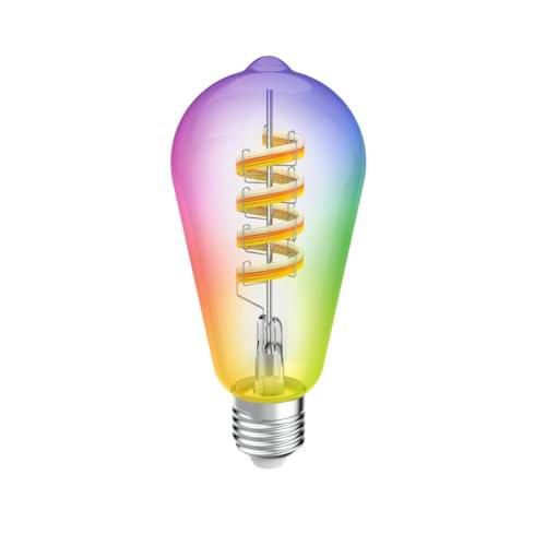Hama Bombilla led Inteligente E27,ST64, RGBW (Matter) Control de voz/App, Regulable