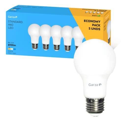 Garza - Pack 5 Bombillas Led Estándar, Casquillo E27