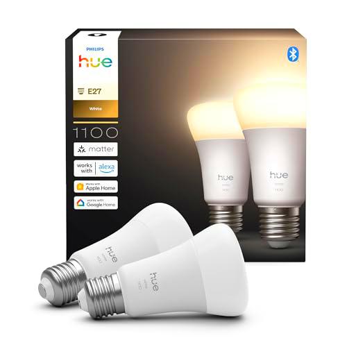 Philips Hue Bombilla A60 Smart LED, luz blanca cálida 2700 K
