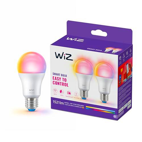 WiZ Bombilla inteligente LED A60, RGB, base E27, equivalente a 100 W