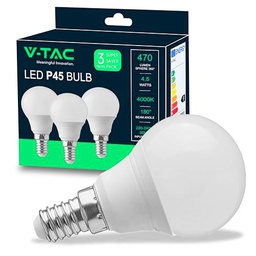 V-TAC 3x Bombilla LED E14 - P45-4,5W (Equivalente a 40W)
