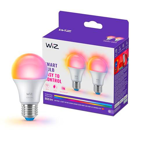 WiZ Bombilla Inteligente LED A60, RGB, E27, equivalente a 60 W