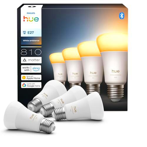Philips Hue Bombilla A60 Smart LED, White Ambiance