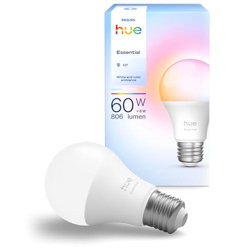 Philips Hue Essential Smart LED A60 light bulb, white and colour