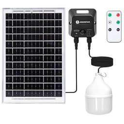 Glowster Bombilla solar 70W 6500K con sensor, ideal para iluminación exterior y almacenamiento de energía sostenible.