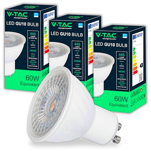 V-TAC 3x Bombillas LED GU10 - Alta Luminosidad 6W (Equivalente a 60W)