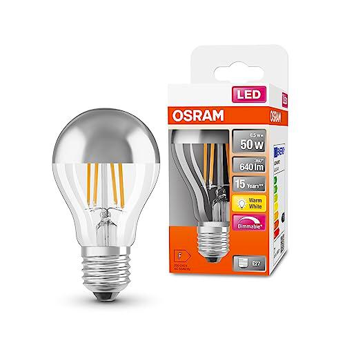 OSRAM Lámparas LED de , forma clásica de pistón, con corona de pistón espejo