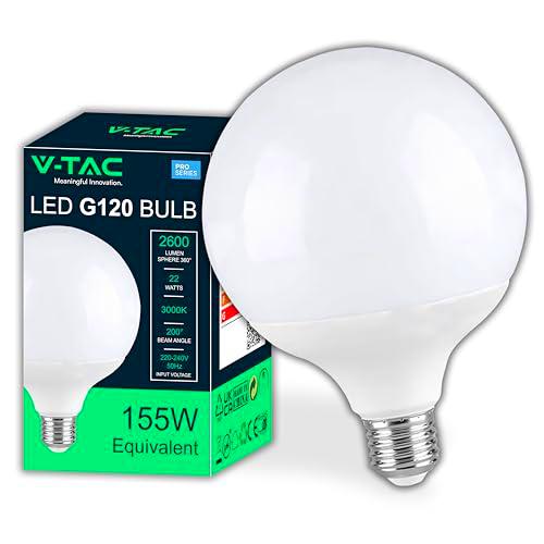 V-TAC Bombilla LED Globo E27-22W (Equivalente a 155W) G120-2600 Lumen