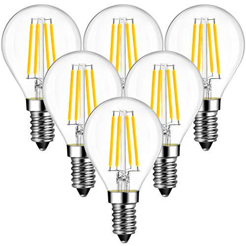 ANWIOx6 Bombilla LED de Filamento de 5,5 W,Equivalente a una Potencia de 60 W,Bombilla LED de Luz Cálida con Casquillo E14,806 Lúmenes