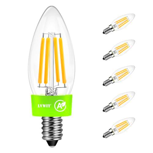 LVWIT Bombillas LED E14 Luz cálida 2700K,Bombilla LED de Filamento C35 Estilo Vintage,2,2W Equivalente a 40W,470 LM,Bombillas de filamento Clase A Ultraeficientes,Ahorro Energético,No Regulable,6U