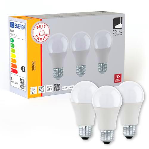 Eglo Juego de 3 bombillas LED E14, bombillas opalinas en forma clásica