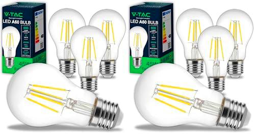 V-TAC 4x Bombillas LED Filamento A60 E27-6W (Equivalente a 45W)