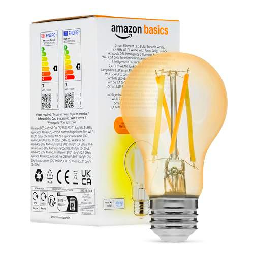 Amazon Basics Bombilla LED de Filamento Inteligente A60
