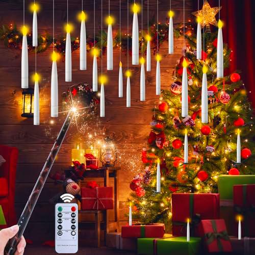 EXTSUD 20 velas LED flotantes con varita mágica, función de temporizador