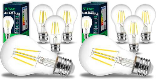 V-TAC 4x Bombillas LED Filamento A60 E27-12W (Equivalente a 100W)