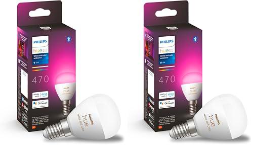 Philips Hue - Bombilla LED inteligente Esférica, casquillo E14