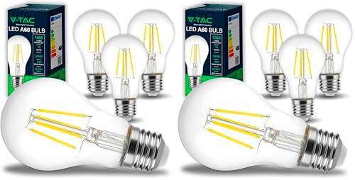 V-TAC 4x Bombillas LED Filamento A60 E27-10W (Equivalente a 75W)