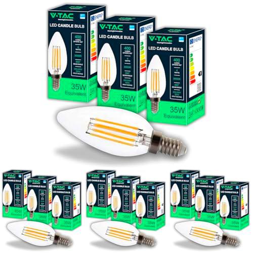 V-TAC 3x Bombillas LED Vela Filamento E14-4W (Equivalente a 35W)