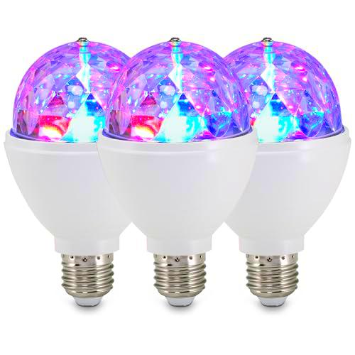 Briloner Lote de 3 bombillas LED RGB E27, rotación automática