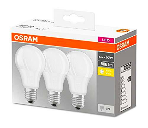 Osram Base Classic A - Lámpara LED, E27, 60W, Color cálido