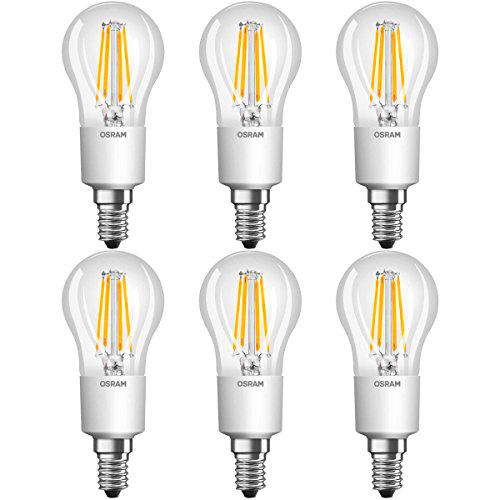 Osram Retrofit Bombilla LED E14, 4.5 W, Blanco, 11 x 4.5 x 4.5 cm, 6 Unidades
