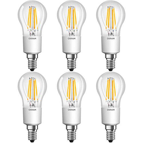 Osram Retrofit Bombilla LED E14, 4.5 W, Blanco, 11 x 4.5 x 4.5 cm, 6 Unidades