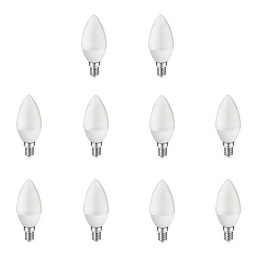 Pack 10 Unidades Bombilla LED C30 Rosca E14 No Dimmable Vela Luz Fría (6000K) E14 de encendido ultrarrapido