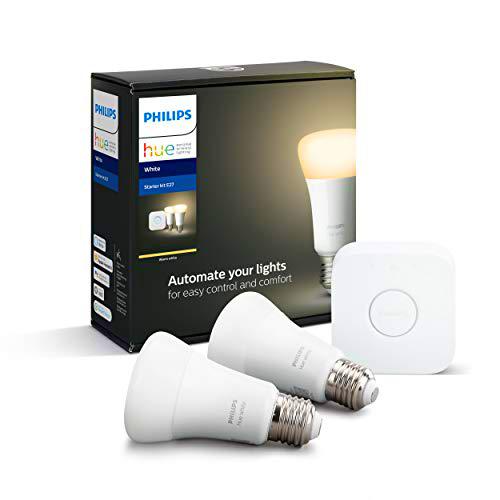 Philips Hue Pack de 2 Bombillas Inteligentes LED E27 y Puente