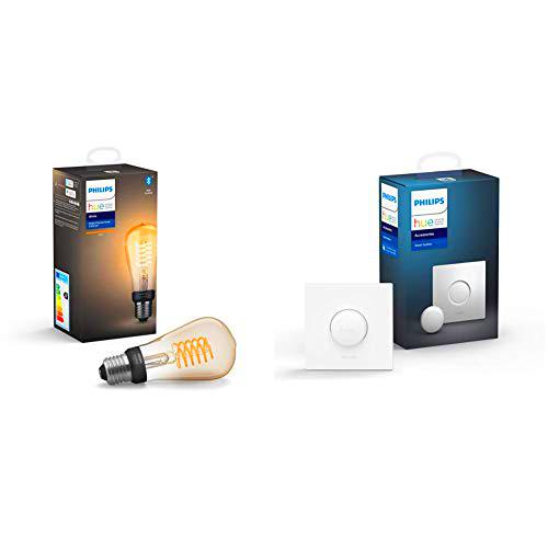 Philips Hue Interruptor Smart Button, con Bluetooth y Compatible con Alexa y Google Home + Bombilla Inteligente LED E27