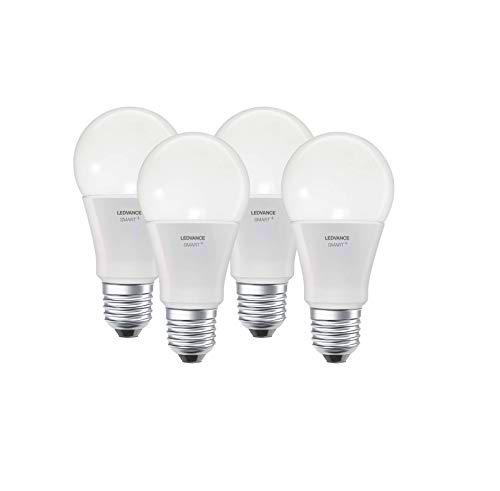 LEDVANCE Lámpara Smart LED Bluetooth, E27, color de luz variable (2700-6500K) y RGB cambiables,reemplaza las lámparas incandescentes con 60W,controlable con Google,Alexa y Apple Voice,paquete de 4