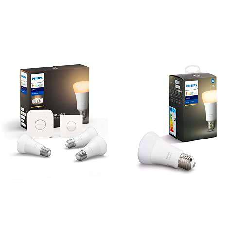 Philips Hue White - Bombilla LED inteligente E27, luz blanca cálida