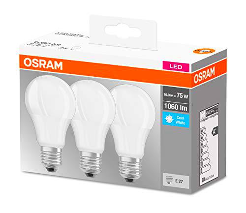 Osram 819573 Bombilla LED E27, 10W, Blanco, 3 Unidades