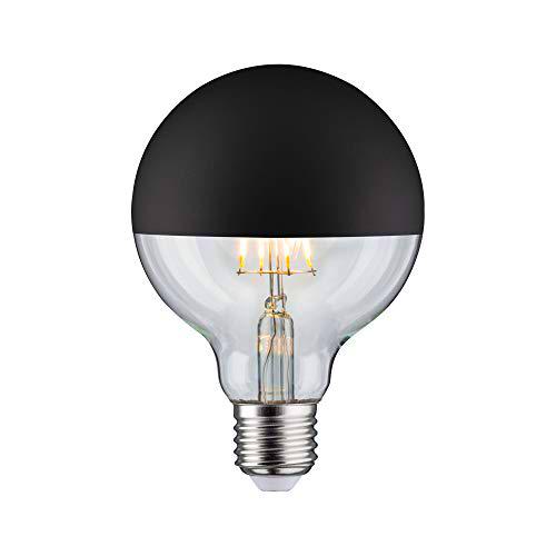 Paulmann 28676 lámpara LED filamento G95 6 vatios bombilla cúpula espejo negro mate 2700 K blanco cálido regulable E27